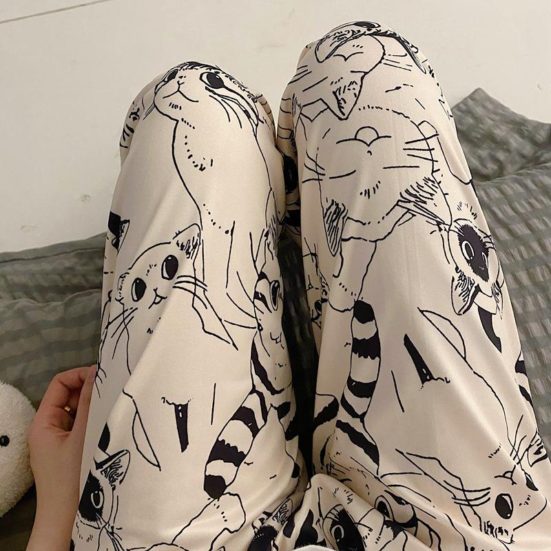 Cartoon Sleeping Pants for Women, Summer and Autumn, New Style for Outdoor Wear, Home Air Conditioning Pants, Korean Version, Loose Fit