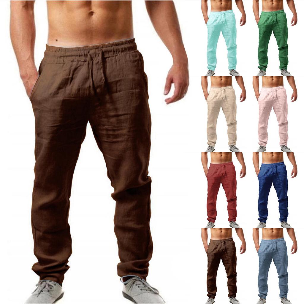 Pantaloni Sportivi Casual Larghi in Cotone e Lino Hip-Hop da Uomo Estivi Europei e Americani