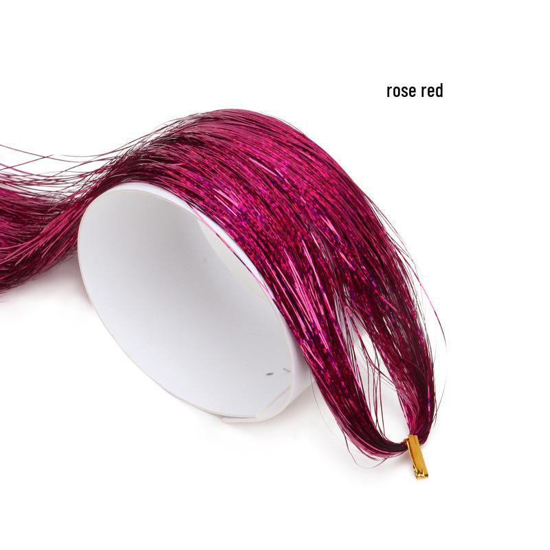 Vibrant Laser Silk Hair Extensions: Colorful Seven-Color Tinsel Strips for Women