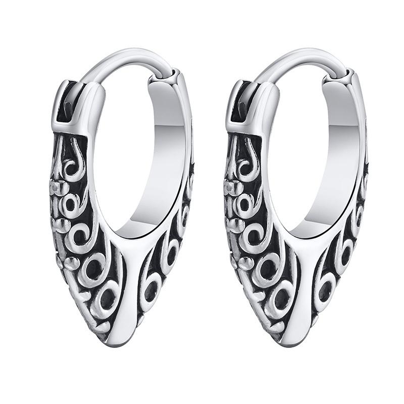Gothic Hoop Earrings for Men Boys, Rock Punk Stainless Steel Stylish Huggie Hoops Ear Gifts for Him Jewelry