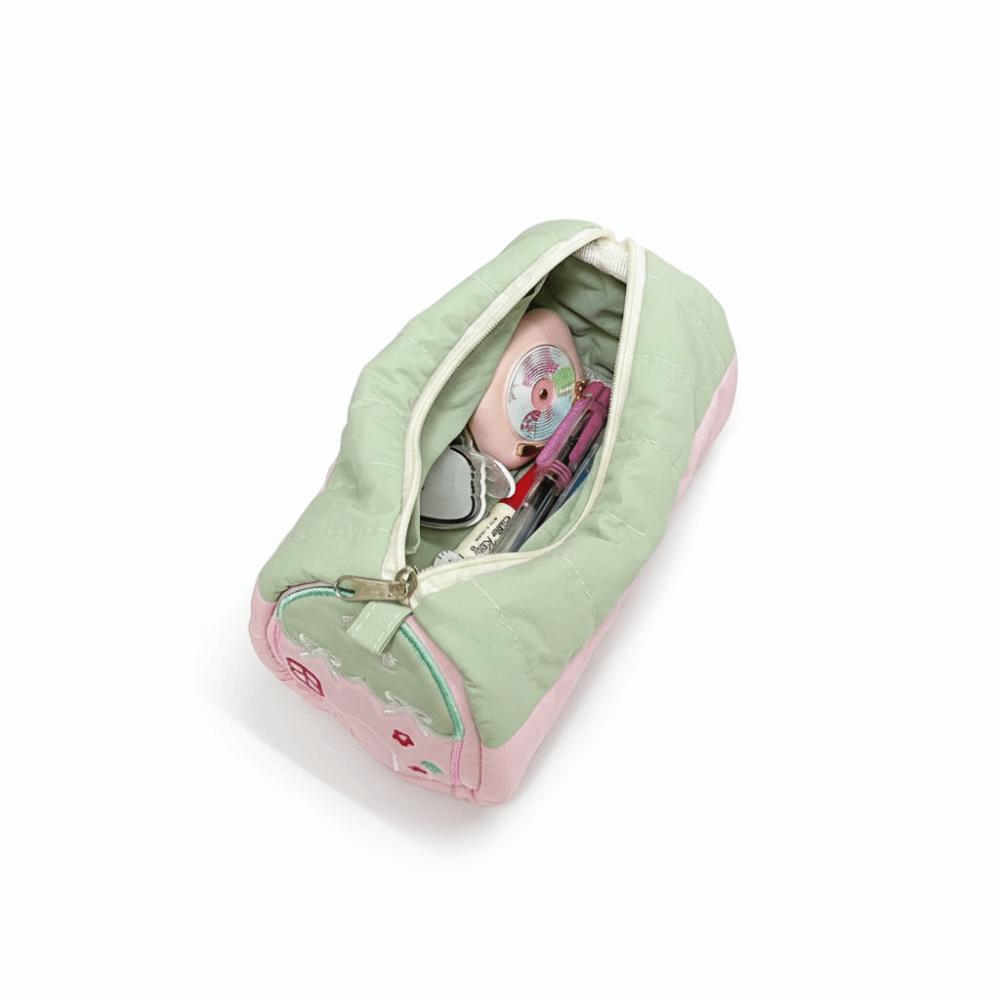 Baumwolle Leinen Federmäppchen Blau Rosa Stifttasche Neue Schultasche