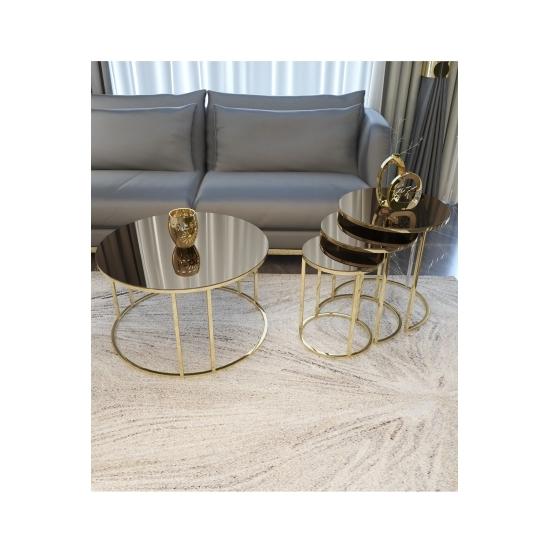 

Ceylin 4 Nesting Nesting And Center Table Set Gold Leg Bronze Mirror