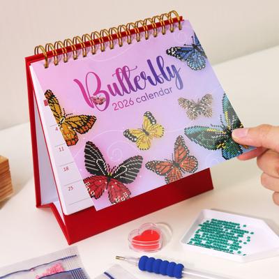 2026 Strassmalerei Schreibtischkalender DIY Handgemacht Schmetterling Sternbild Strasskunst Zeichnung Stehend Klappkalender Dekoration