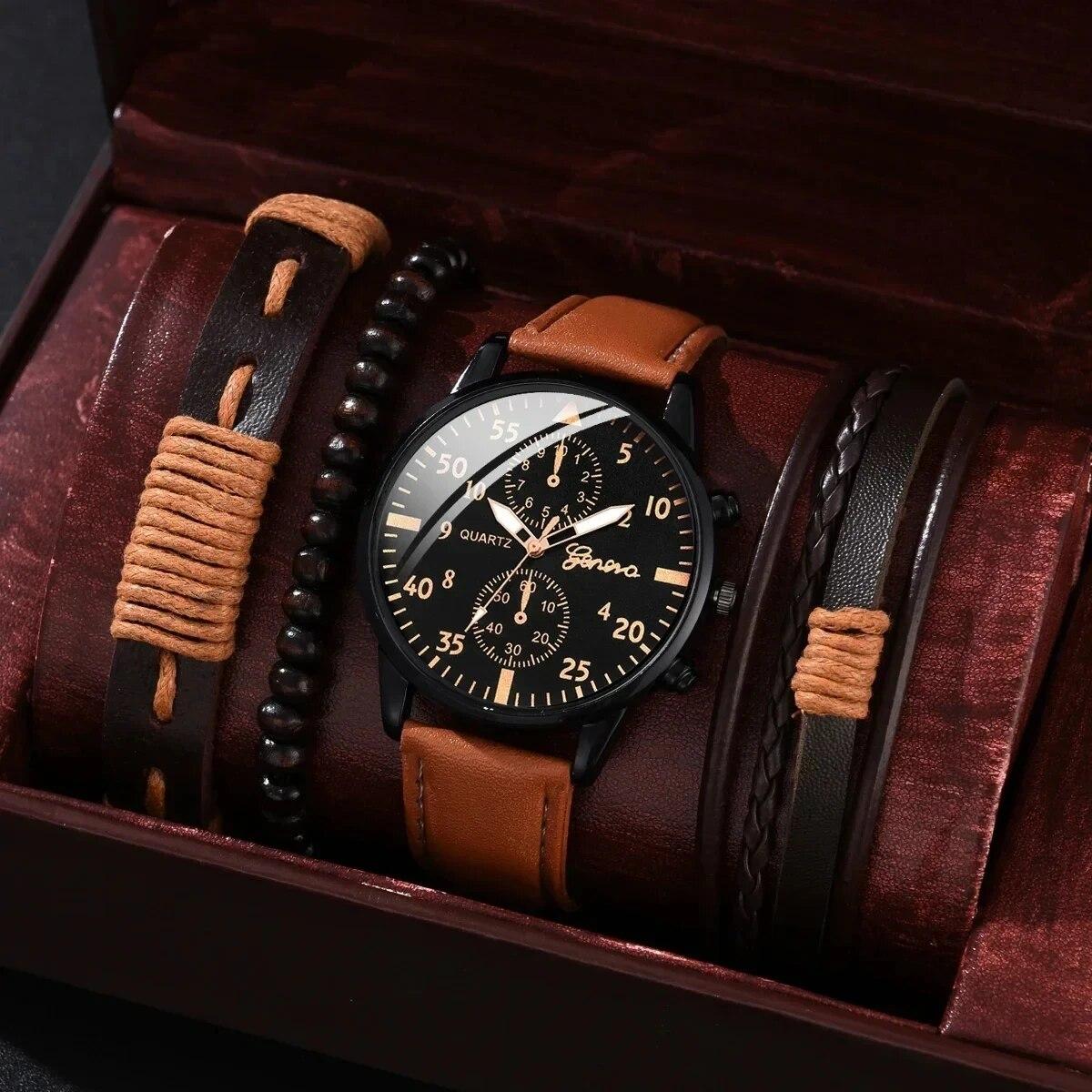 

2025 Fashion Mens Sports Watches Man Business Quartz Wristwatch Luxury Brown Leather Bracelet Men Casual Luminous Clock Watch No жёлтый