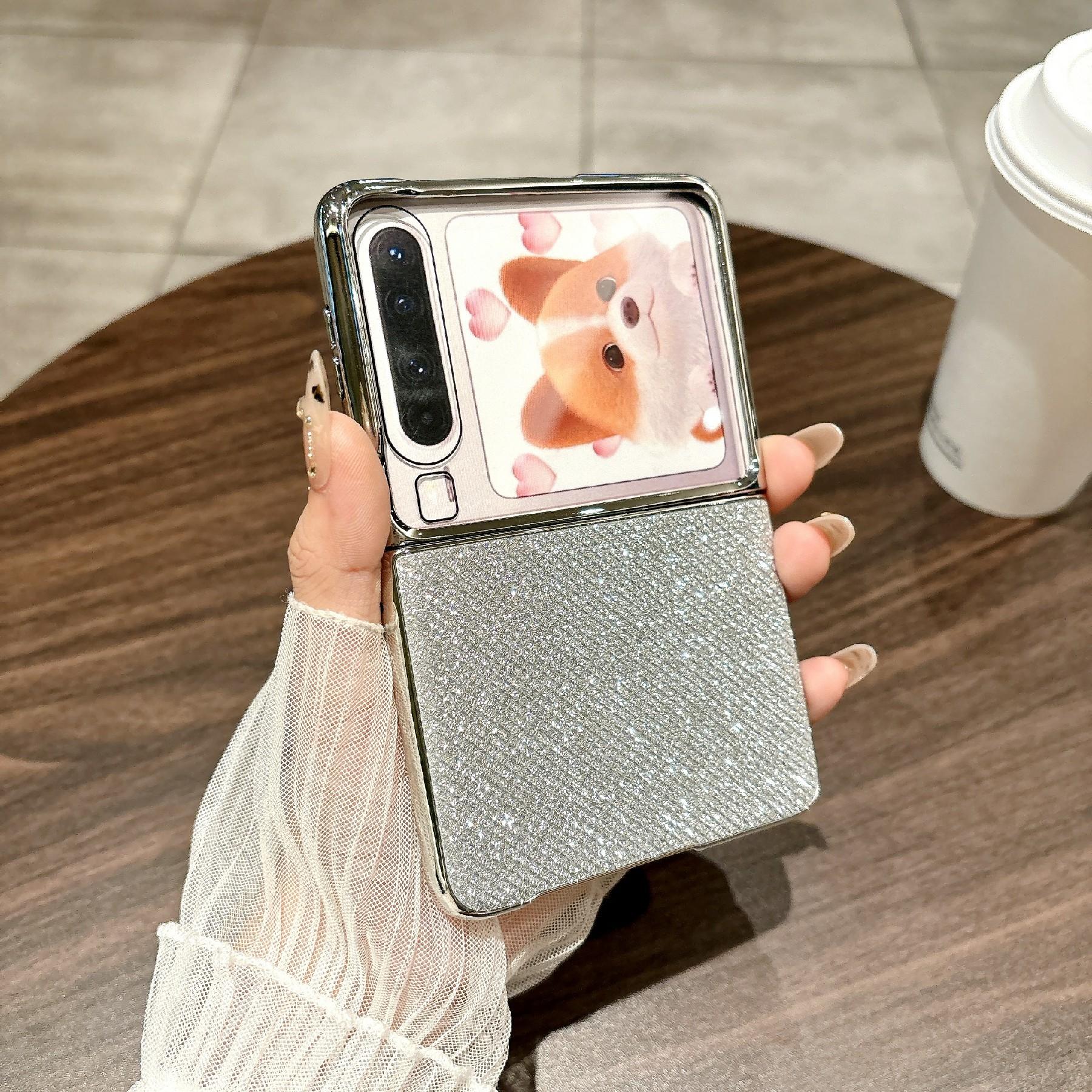 

Для Huawei Pura X Чохол Гальванізована рамка PU шкіра+ПК Тонкий Протиударний Чохол Glitter