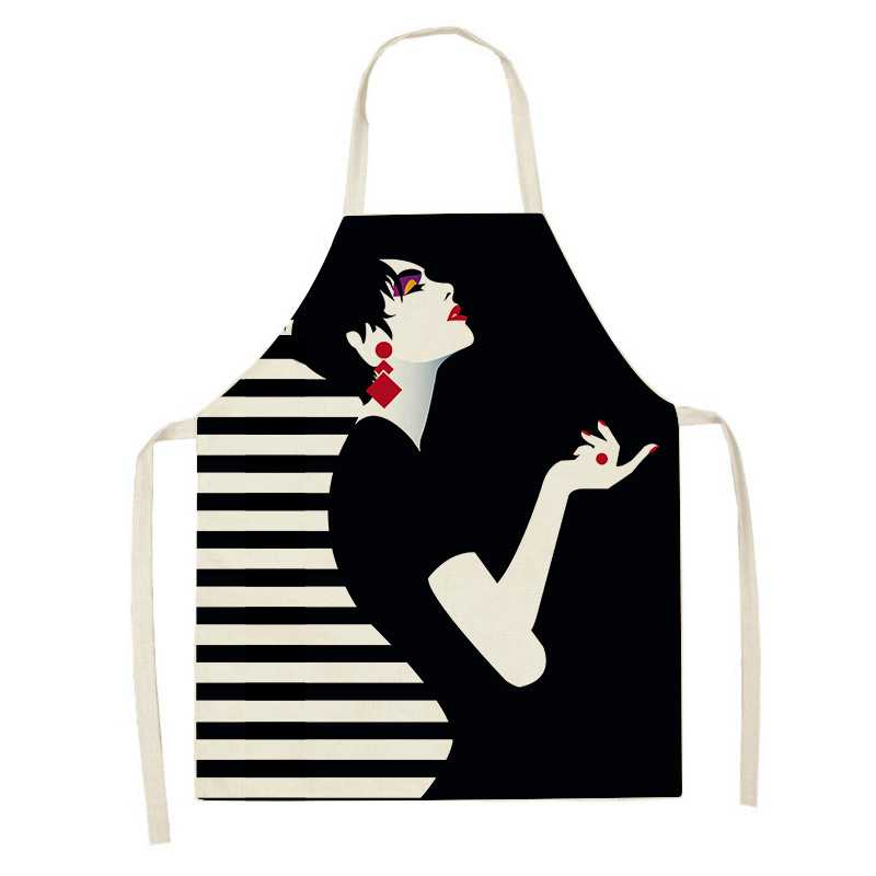 1ks Dámské grafický potisk Kuchyňské zástěry Dámské Lněný bryndák proti znečištění Bez rukávů Zástěry na čištění domácnosti Příslušenství pro domácí vaření