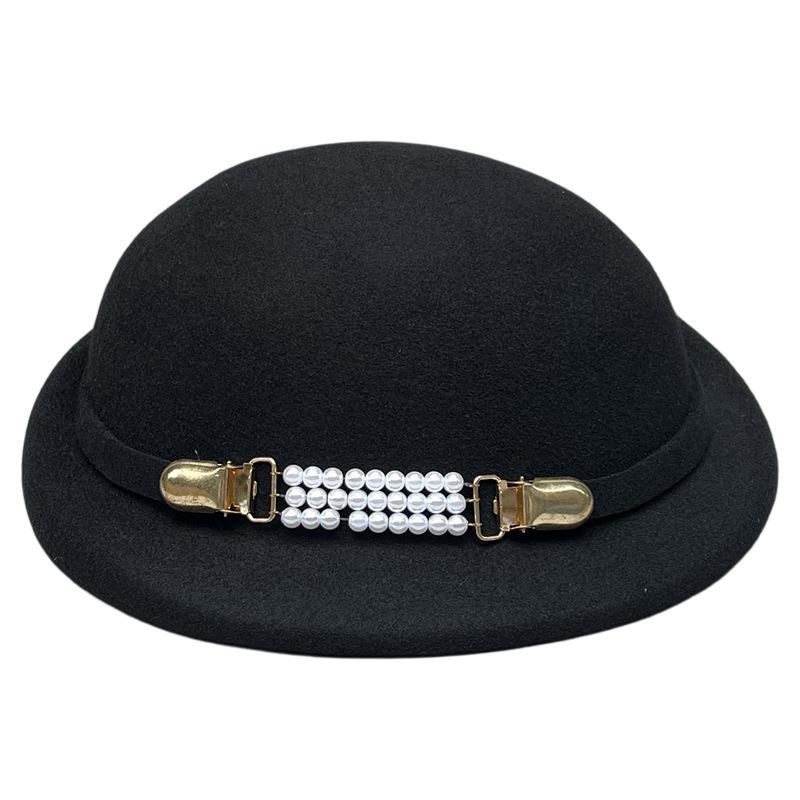 Blogger With Pink Wool Pearl Pot Hat Feminine Elegance Temperament Top Hat French Woolen Beret