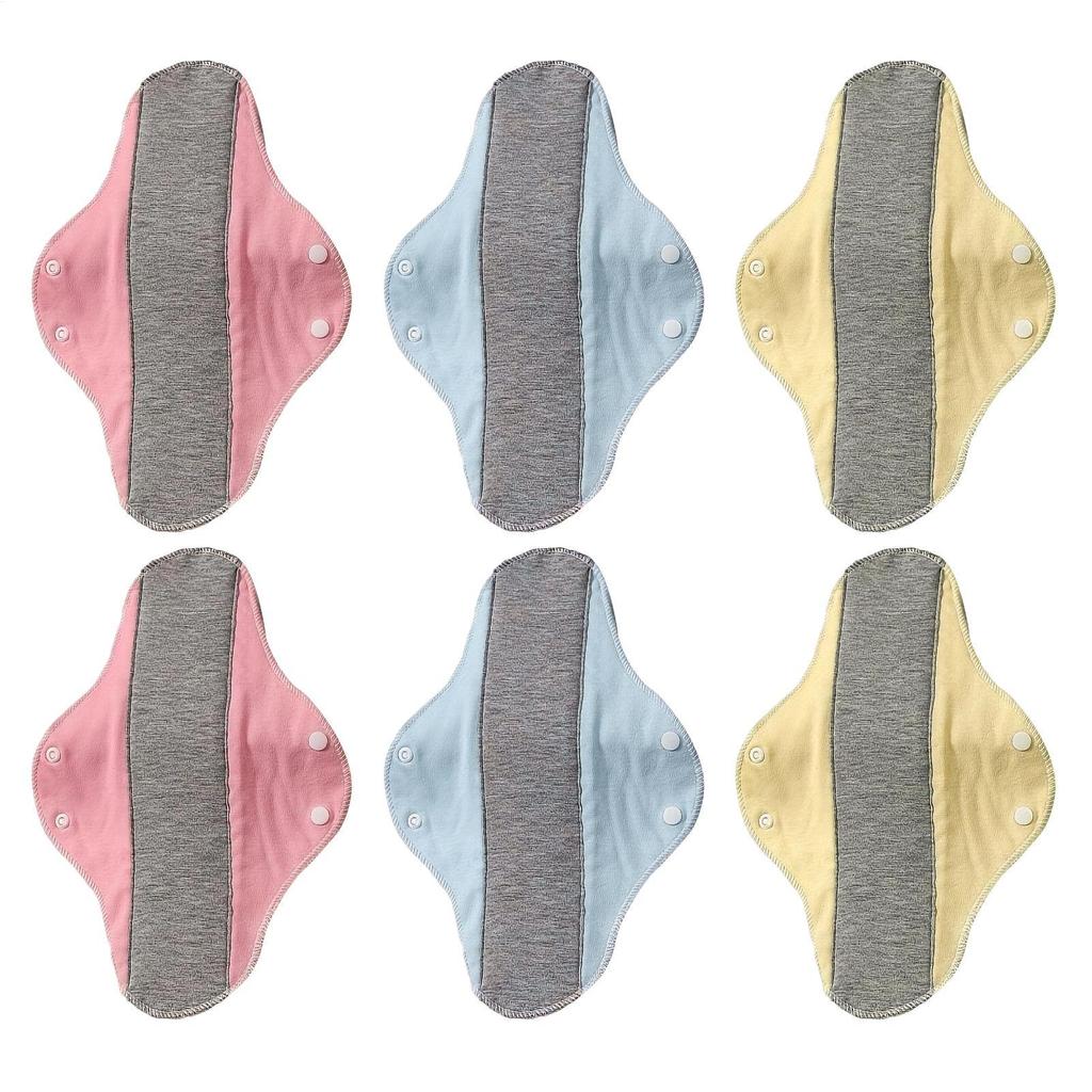 6Pcs Cotton Reusable Menstrual Pads Colored Cotton Washable Sanitary Napkin Menstrual Cloth Nursing Pads Sanitary Pads