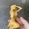 Wood Mermaid Statue Water Fish Girl Sculpture Handmade Wood Carving Home Decoration Beauty Figure Craft Collection Girl Gift