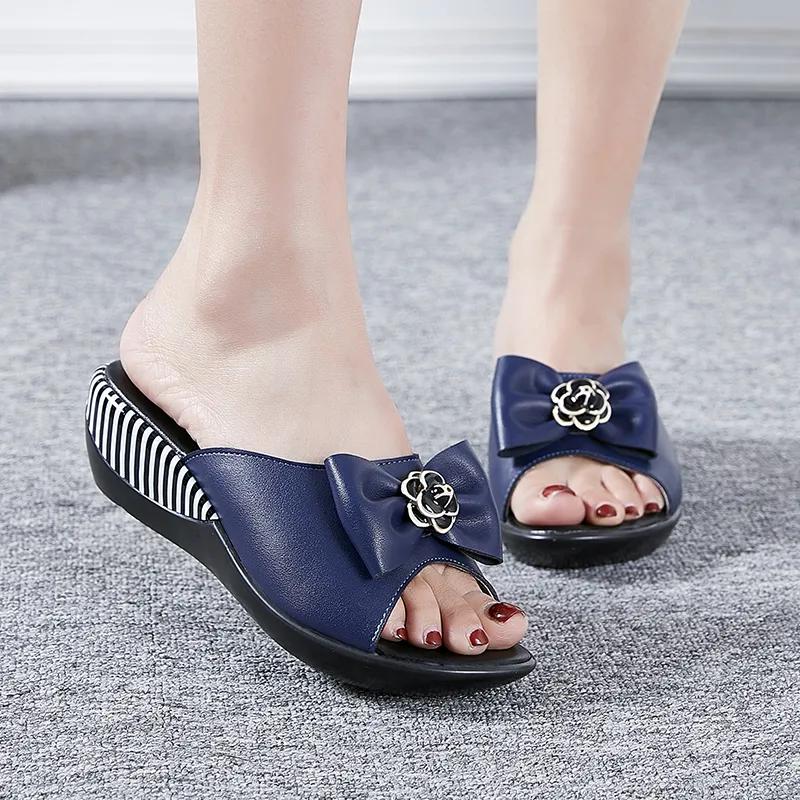 GKTINOO 2024 Summer Platform Flip Flops Outside Ladies Shoes Woman Non-slip Genuine Leather Sandals Women Slippers Large Size