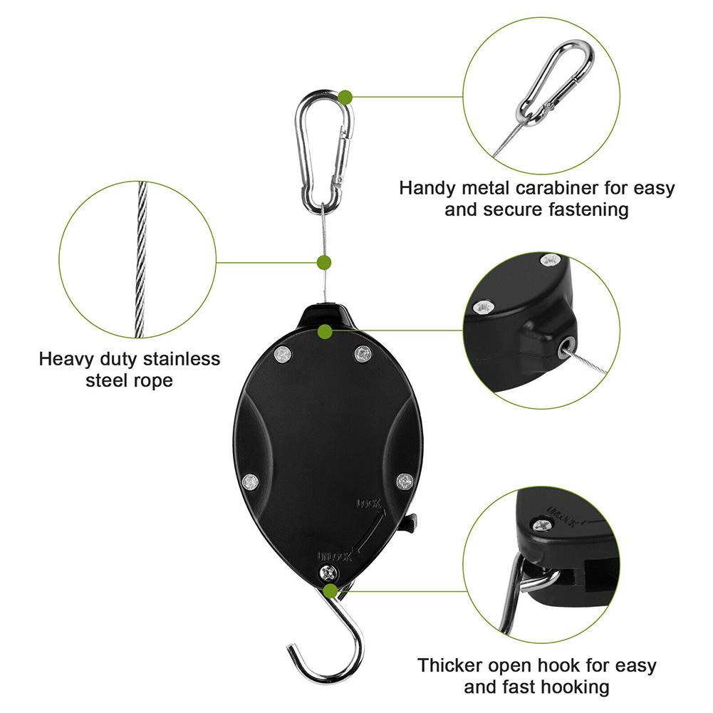 1/2/4 Stück Blumenaufhänger Haken Pflanzenaufhänger verstellbar schwarz einziehbar