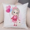 Cute Cartoon Girl and Cat Cushion Cover for Children Room Sofa Home Car Decor Lovely Child Pillow Case Plush Pillowcase 45x45cm