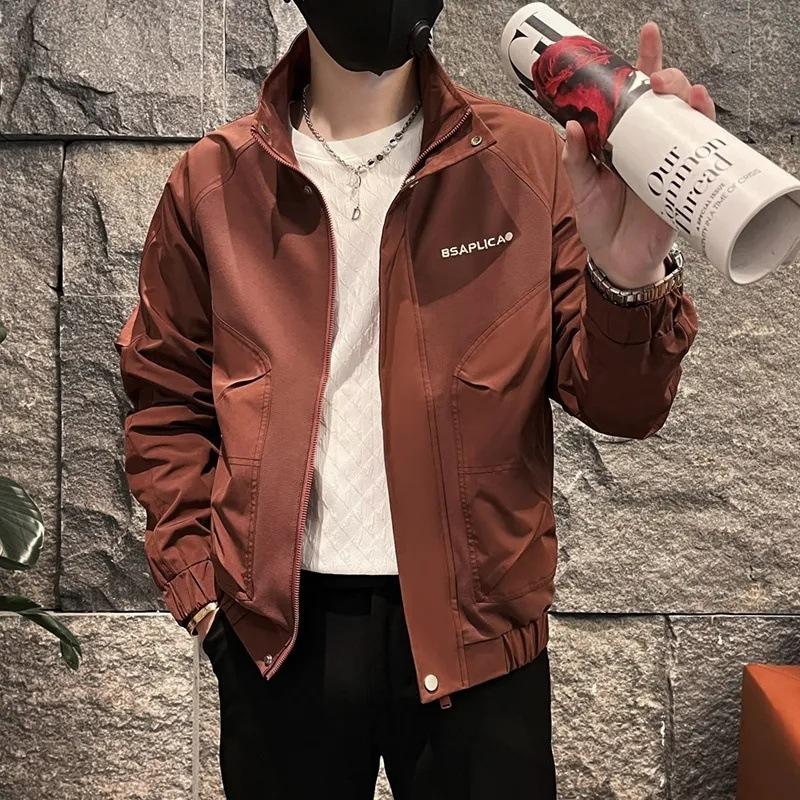 Autumn and Winter Handsome Work Jacket Men's New Trendy Embroidered Casual Cotton Stand Collar Jacket Men's Clothing