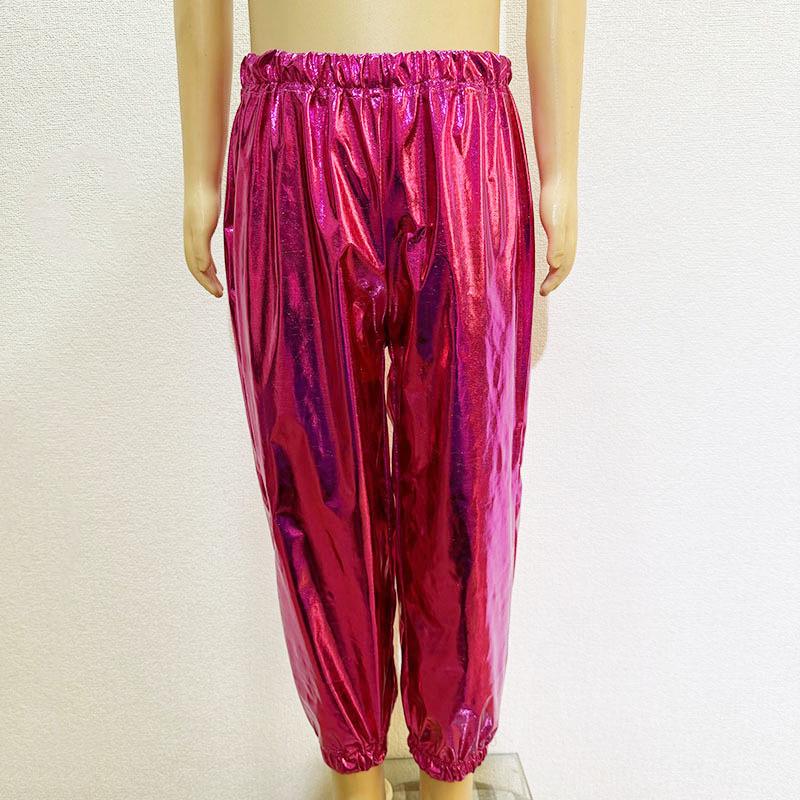 

Shiny Straight-Leg Cuffed Dance Trousers for All Ages & Genders 130 cm рожевий червоний колір
