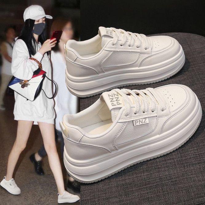 Thick-soled women's 2026 new muffin spring and autumn women's shoes sports breathable students casual soft-soled heightening board shoes