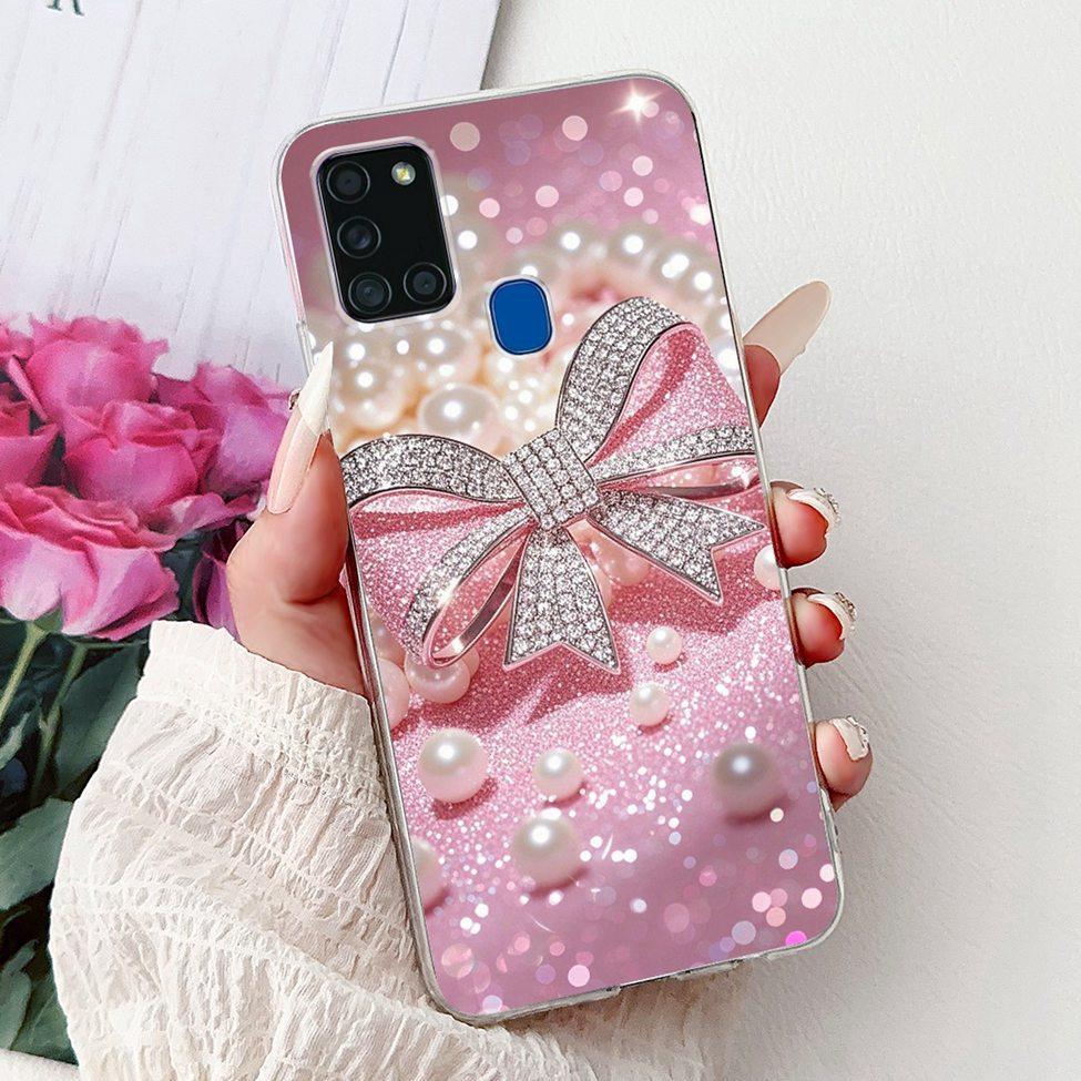 For Samsung A21s Case Cover Clear Fashion Luxury Cute Painted Back Cover For Samsung Galaxy A21s Phone Case A217F A217M A217N