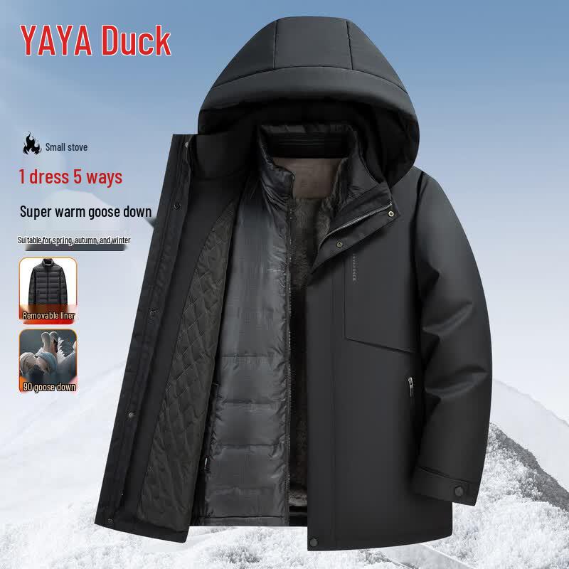 YAYA Men s Detachable Hood Goose Down Winter Jacket 195 чёрный