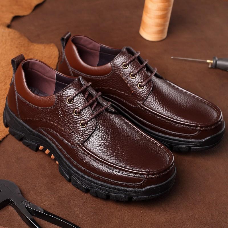 

Men s leather shoes men s trend British Korean version business casual soft sole non-slip dad shoes middle-aged and elderly men s shoes 48