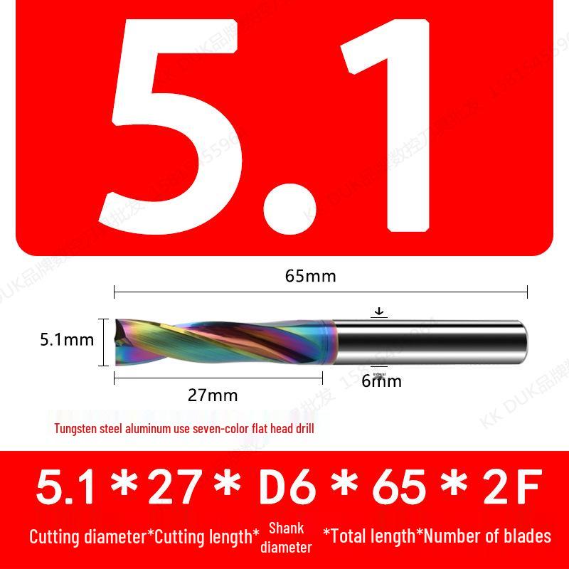 Tungsten Steel Flat Head Drill Bit for Aluminum, 180°, 4.1-6.0mm (0.1mm Intervals)