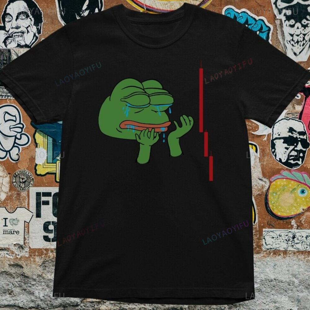 Sad Frog Short Hodl Crypto Tops Tee Shirt A Weeping Sad Frog Printed T Shirt Tops Men Woman Hi