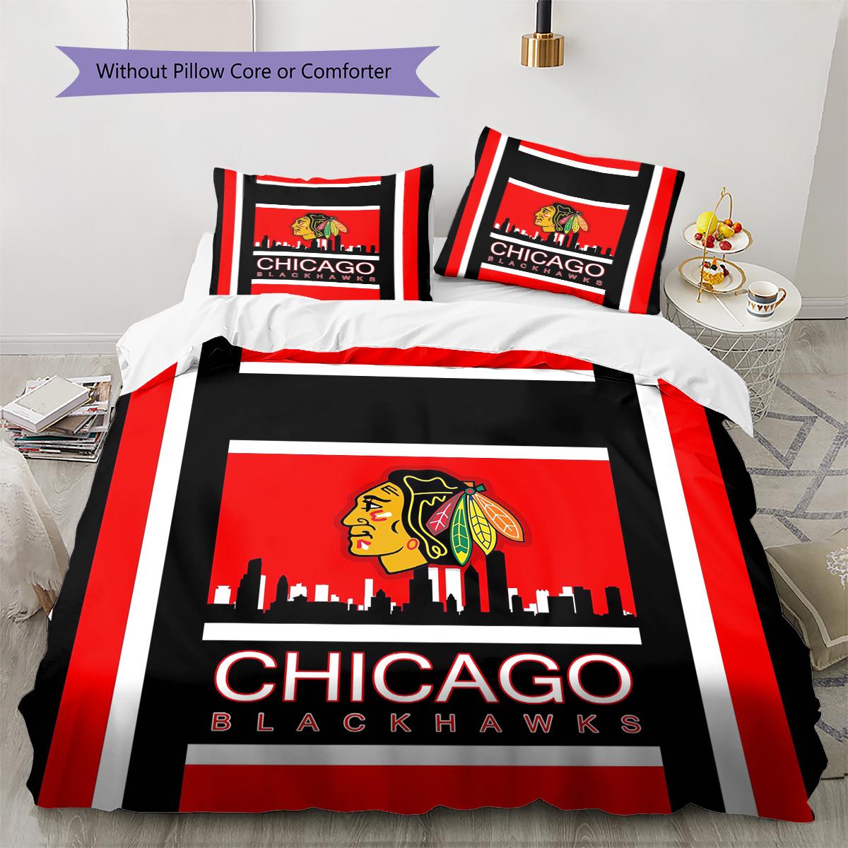 

Chicago Blackhawks Pattern Bedding Quilt Set Quilt Cover Pillowcase Home Decoration Gift (1 * duvet cover + 2 * pillowcase, without core) 135x200cm
