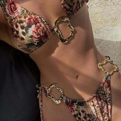 2025 Lace-Up Low Waist Halter Bikini - Solid & Print