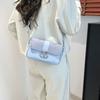 Summer simple  new trendy fashion contrasting color splicing shoulder crossbody hardware decoration small square bag women