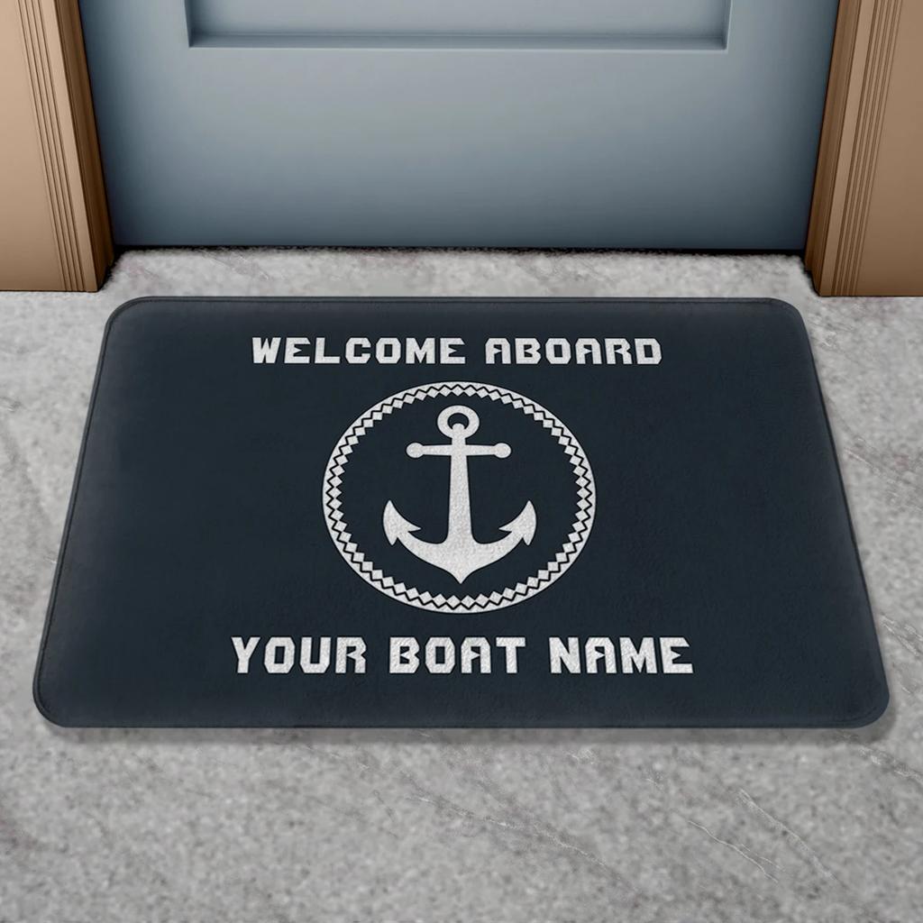 VIKAMA Personalized Boat Name Welcome Mat, Non-Slip Bathroom And Door Mat, Ideal For Nautical-Themed Home Decor, Unique Gift