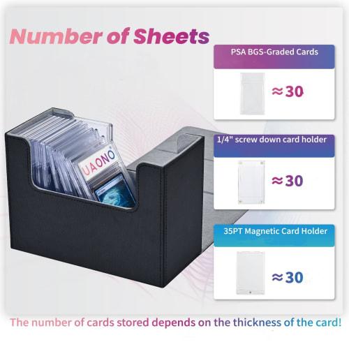 UAONO PSA BGS Certified Card Case, Deck Case, Screw-Down Compatible, Holds Approximately 30 Cards, PU Leather with Magnet Loader, Storage Box for Yu-G