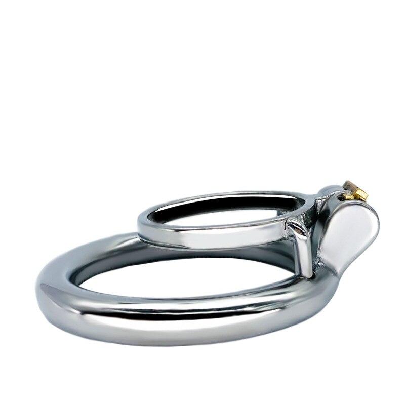 BDSM Edelstahl Runde Keuschheitsschloss Peniskäfig Penisring Männliches Sexspielzeug Sklave Cockring Sexy Ballstretcher