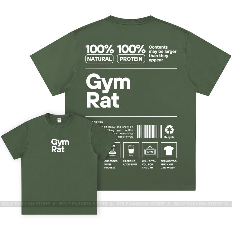 GYM Graphic 100% Cotton Oversized Big Pattern Double-sided Classic Short Sleeve T-Shirt for Men Women Sportswear Tops Tees