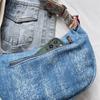 Denim Moon Bag with Colorful Strap Women's Crossbody Bag Fashionable Shoulder Bag Casual Daily Use Design