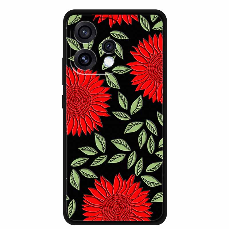 3D Emboss Case For Oppo Reno15 5G Phone Case Reno 15 Coque Flowers Silicone Soft Back Cover For Oppo Reno 15C 5G 2025 Case Funda