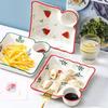 Kitchen Ketchup Vinegar Plate Integrated Dumpling Plate Vegetable Plate Dipping Bowl Cartoon Cute Square Plate Fruit Salad Plate