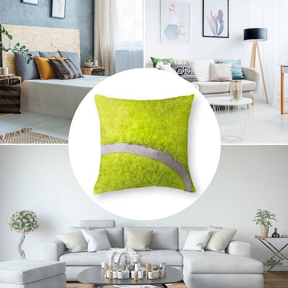 Fashion Tennis Ball Pillow Case Short Plush Double-sided Print Square Throw Pillow Covers Sofa Home Cushion Decor