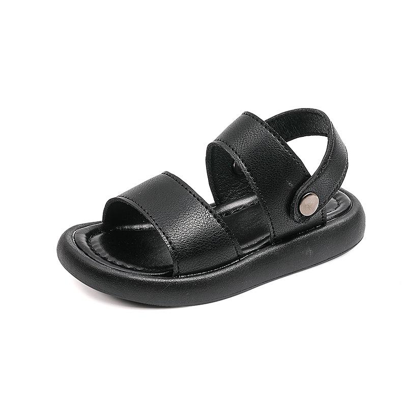 

Soft Leather Children Sandals Outdoor Summer Leisure Beach Holiday Platform Sandals Latest Rivets Boys Girls Casual Shoes H07171 21 чёрный