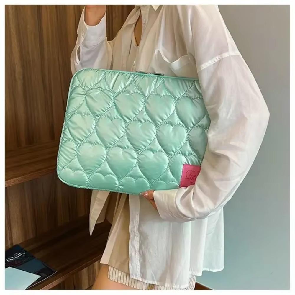11/15inch Puffy Laptop Bag Embroidery Macaron Color Notebook Bag Shockproof Love Pattern Computer Case for Ipad/Macbook