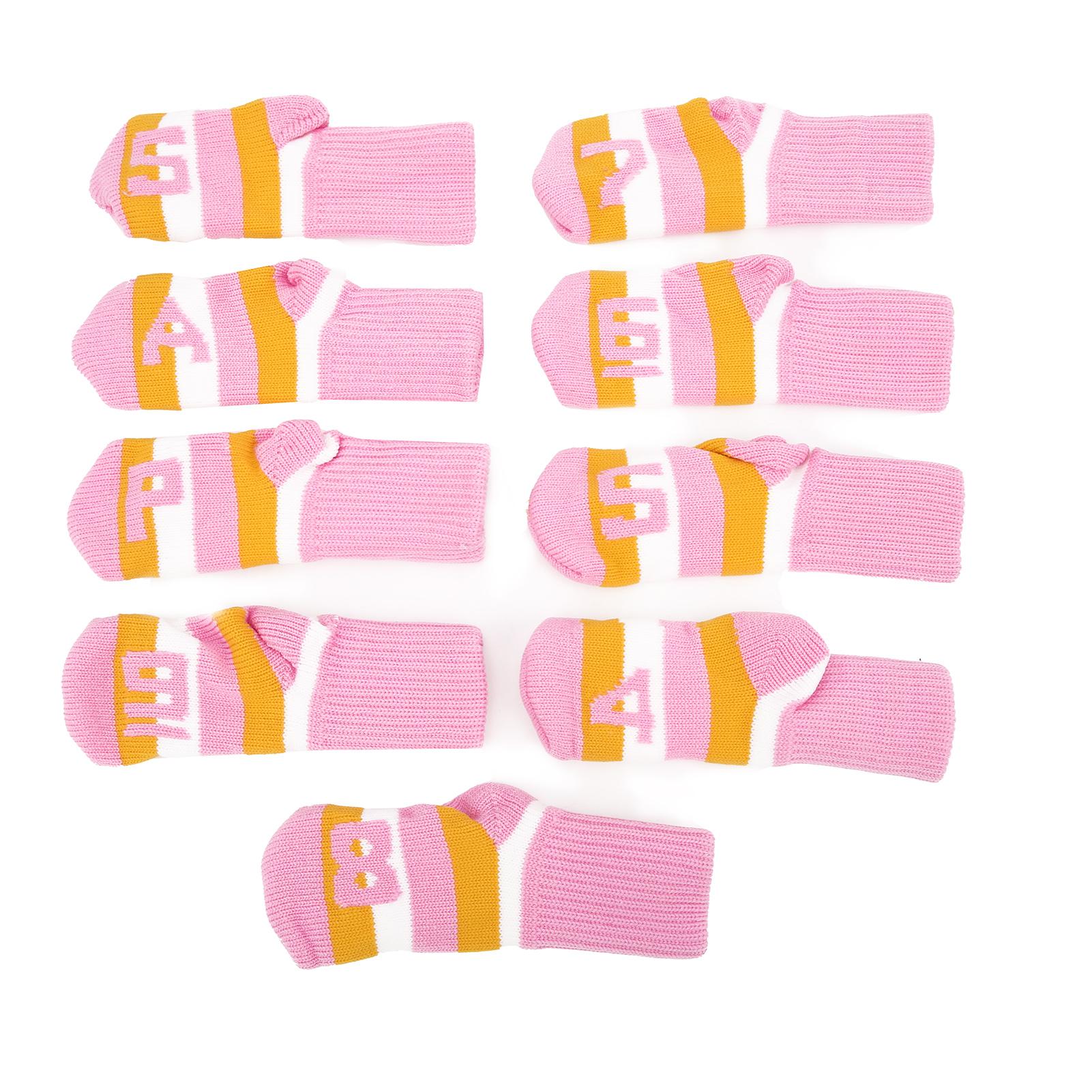 

Knitted Golf Club Iron Head Covers Headcovers Protector Golfs Head Cover Set With NumbersPink