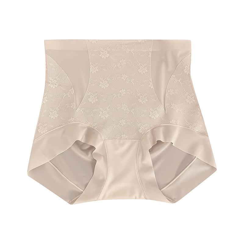 Ladies Summer Light Luxury Light Belly Lift Hip Lace Splicing High Waist No Scar Ice Silk 10A Antibacterial Crotch Triangle Briefs