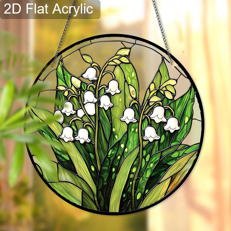 Acrylic Lily of the Valley Suncatcher Stained Glass Effect Window Hanging Ornament Flower Lover Gifts
