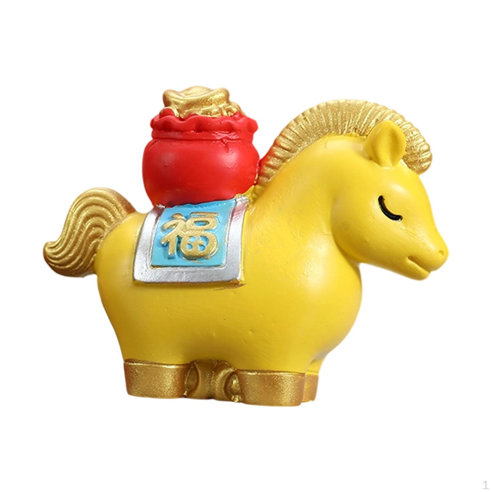 

Desktop Figurine Miniature Horse Ornament Sculpture Animal Statue Resin Decoration for Gift жовтий