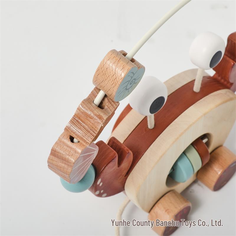 Crab Car: Wooden Bead Maze & Rattle for Baby Learning