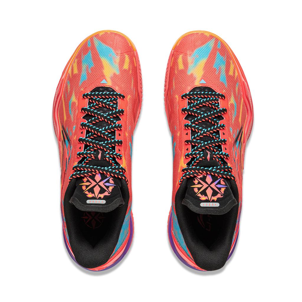 New LINING Knife 5 Basketball Shoes Men Low Top Fluorescent Flame Red ABAU101-6