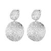 Retro Mottled Patterned Round Dangle Earrings for Women Ladies Temperament Elegant Gold Silver Color Stud Earrings Jewelry Gift