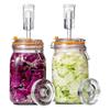 Fortgeschrittenes Fermentations-Set, 1,5-Liter-Gläser mit Gewichten und Gärspund für Sauerkraut, Wein und mehr, 2er-Pack