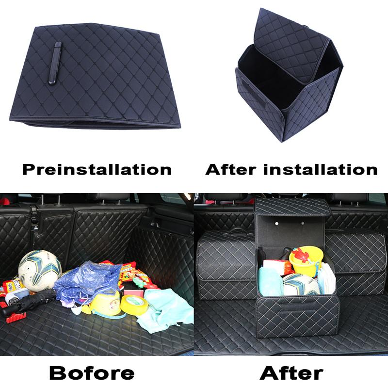 Car Storage Box Large Capacity Car Trunk Organiser Bag Auto Tools Stowing Tidying Leather Folding For Emergency Storage Box
