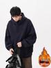 Men's Plus Size Fleece-Lined Button Hoodie - Oversized, Thickened Long Sleeve for Autumn/Winter