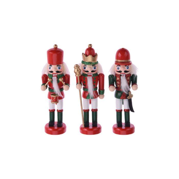 Set of 3 EDM Nutcracker Figurines - Christmas Spirit - Wood - 72070