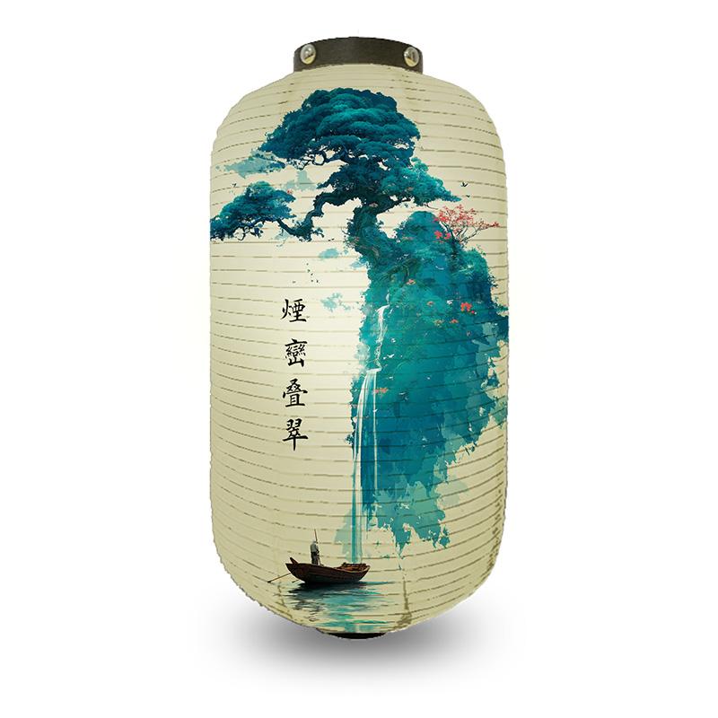 Chinese Pine Tree Scenery Pattern Lantern Outdoor Traditional Cylinder Lantern Wedding New Year Festival Decoration Lantern