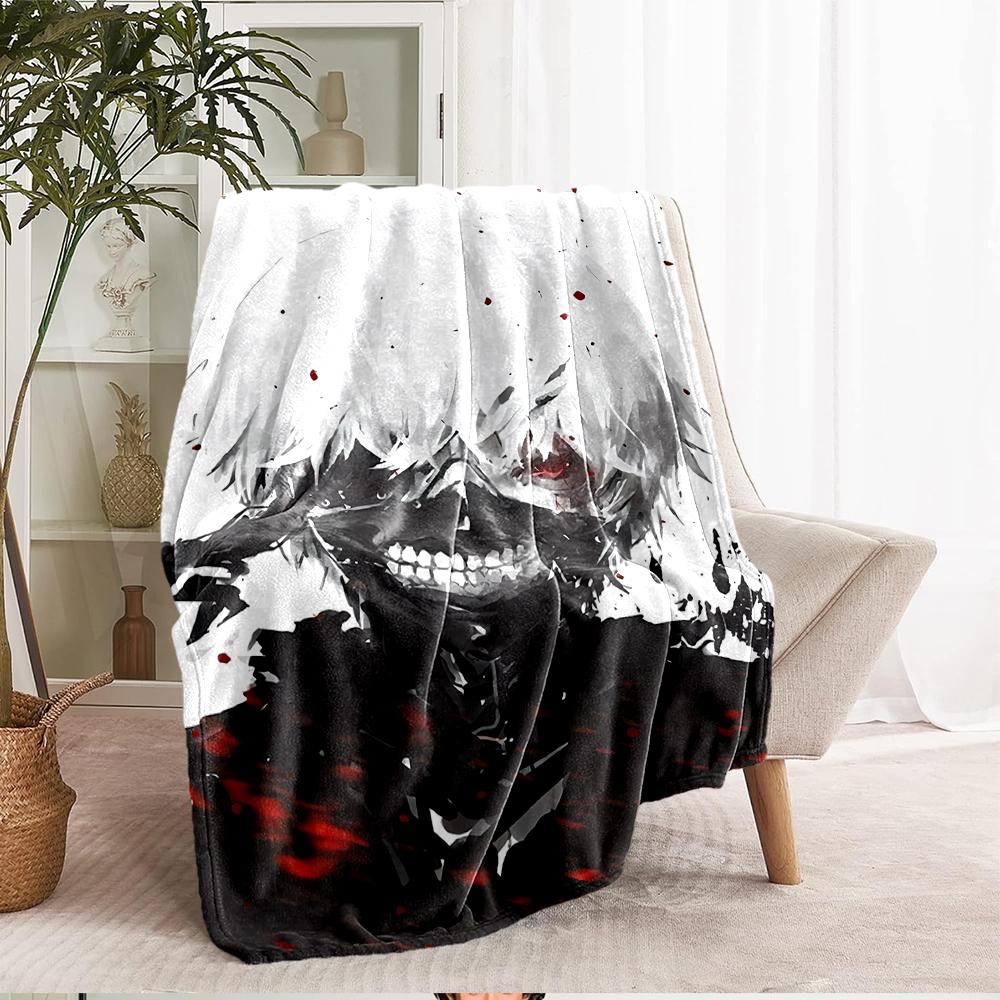 Tokyo Ghoul Theme Printed Blanket - Perfect for Couch, Bed, Travel & Outdoor Use | Machine Washable, Cozy & Durable.